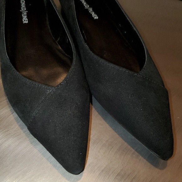 Donald Pliner Black Palma Point Toe Leather Suede Skimmer Ballet Flats sz 6 - Picture 10 of 10